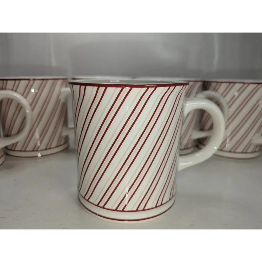 Sur La Table Candy Cane Striped Holiday Mug - Set of 6